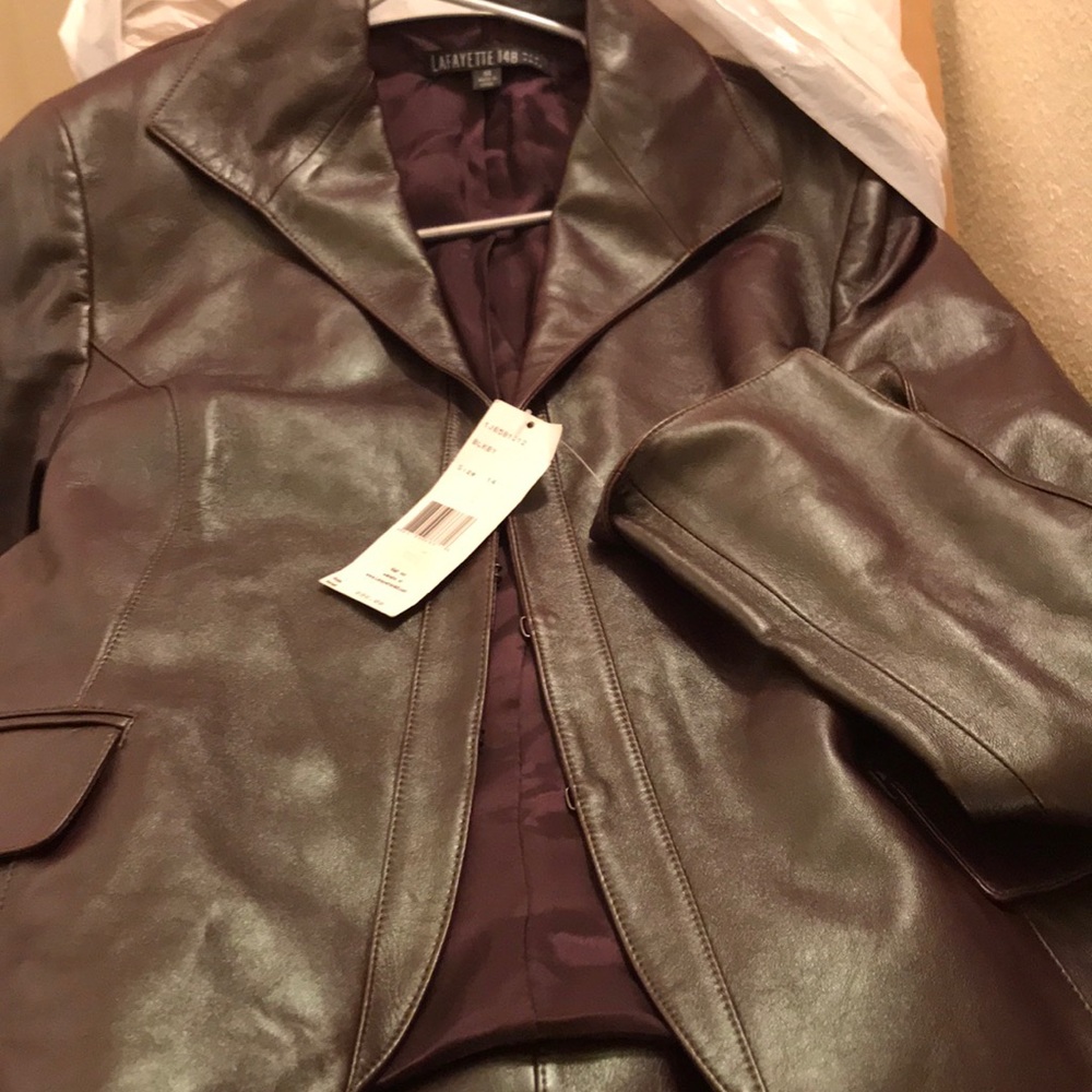 New Lafayette burgandy Leather Jacket